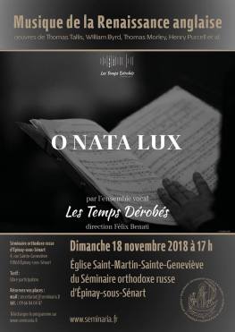 "O Nata Lux" - Le 18 novembre 2018 au séminaire russe orthodoxe d'Épinay-sous-Sénart , © Charlotte Lakits